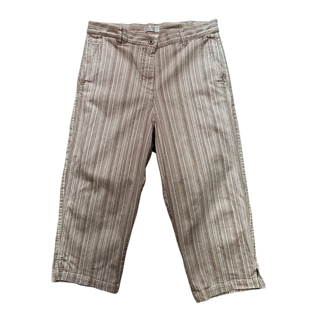 Christopher & Banks Womens Striped Cropped Pants Size 10 Stretch Straight Casual